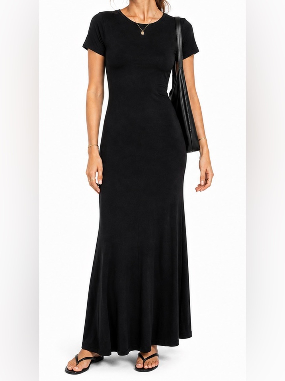 Vintage 90s LeJay Sport Black Minimalist Bodycon Maxi Dress Size Small